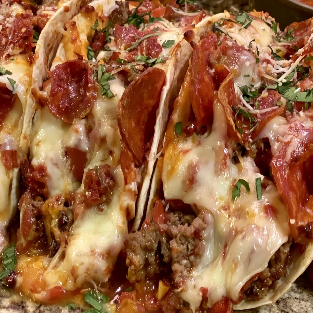 Pizza Tacos with Ground Beef and Pepperoni Recipe (Ready in 30 Minutes!)